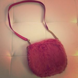 Juicy couture hot pink rabbit fur crossbody purse